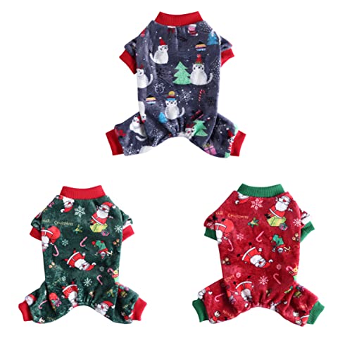 HOMOBABE 3 Stück Haustier Weihnachtspyjama Hunde-Pyjama Hündchen Hundebekleidung Hundebetten Welpenoutfits Weihnachtstierkleidung Katze Weihnachtskostüme Hundemäntel Haustiere Korallenvlies HOMOBABE 3 Stück Haustier Weihnachtspyjama Hunde-Pyjama Hündchen Hundebekleidung Hundebetten Welpenoutfits Weihnachtstierkleidung Katze Weihnachtskostüme Hundemäntel Haustiere Korallenvlies von HOMOBABE