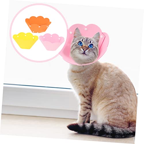 HOMOBABE 3 Stück Katzen Halskrausen Sonnenblumenform Eva Schaum Leicht Schutzkragen für Wundheilung und Leckschutz Verstellbar für Erholung und Alltag Gelb Orange von HOMOBABE