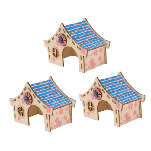 HOMOBABE 3stücke Holzvilla Für Hamster Mit Kauspielzeug Ruhehaus Für Kleintiere Naturholz Spielzeug Für Haustier Training Und Spaß von HOMOBABE