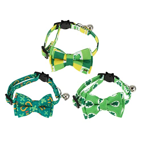HOMOBABE 3 Stück Teiliges Verstellbares Katzenhalsband mit Schleife Dekoration für Patrick's Day für Katzen Verschiedenen mit Melodischem Glöckchen aus Hochwertigem HOMOBABE 3 Stück Teiliges Verstellbares Katzenhalsband mit Schleife Dekoration für Patrick's Day für Katzen Verschiedenen mit Melodischem Glöckchen aus Hochwertigem von HOMOBABE