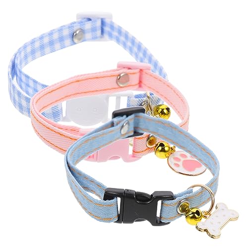 HOMOBABE 3 Stück Tragbares Kätzchenhalsband Kätzchenkragen Katzenhalsbänder mit Glöckchen für Kitten Halsband katzenhalsband Welpenhalsband Katze hundehalsband Baumwolle Polyester von HOMOBABE