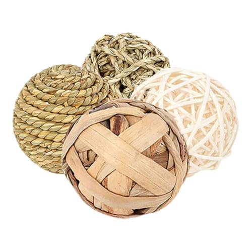 HOMOBABE 4 Stück Hamster-Takraw-Ball- Hamster nager Hasen Kauspielzeug für Rennmäuse Igelball für Meerschweinchenkäfige Meerschweinchen-Heuball Stroh von HOMOBABE