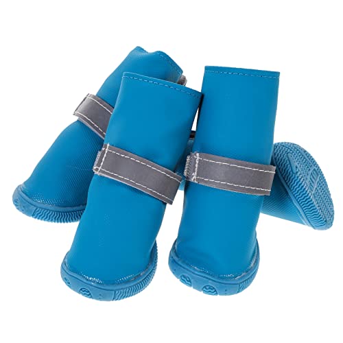 HOMOBABE 4 Stück Haustier-hundeschuhe Haustierschuhe Für Regen Hündchenschuhe Hunde Walkingschuhe Komfortabel Hund Schneestiefel Reflektierende Haustierschuhe Bequeme Hundeschuhe Blue Haut von HOMOBABE