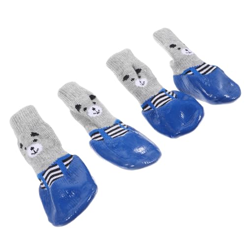 HOMOBABE 4 Stück Haustierschuhe Pfoten Hund Beleg Stiefeletten Wasserdicht Socken Welpenbedarf Sky-Blue Baumwolle von HOMOBABE