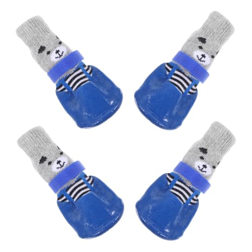 HOMOBABE 4 Stück Haustierschuhe Wasser Hund Socken Stiefeletten Körperpflege Haustiere Pfotenschutz Wiederverwendbare Pfotenschützer Welpenbedarf Baumwolle Sky-Blue von HOMOBABE