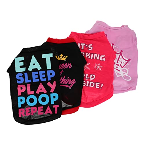 HOMOBABE 4 Stück Haustierweste hundepullover hundepulli hundeshirt hundekleider Hundekostüme für große Hunde Trachtenhemd Hundehemden-Outfit Hunde-Sweatshirt-Kleidung Polyester Baumwolle von HOMOBABE