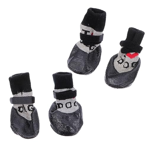 HOMOBABE 4 Stücke Haustier Schuhe Hund Haustier Boot Pet Supplies Pet Paw Protektoren Welpen Haustier Socke Schwarz Kunststoff HOMOBABE 4 Stücke Haustier Schuhe Hund Haustier Boot Pet Supplies Pet Paw Protektoren Welpen Haustier Socke Schwarz Kunststoff von HOMOBABE