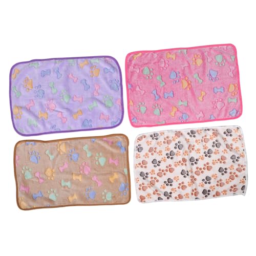 HOMOBABE 4pcs Welpendecke Flauschige Katzendecke Welpe Weiche Warme Hunde Schlafmatte Niedliche Pfotenabdruck Hund Werfen Plüsch Flauschige Katze Schlafbett Für Kleine Hunde Katzen Katzen von HOMOBABE