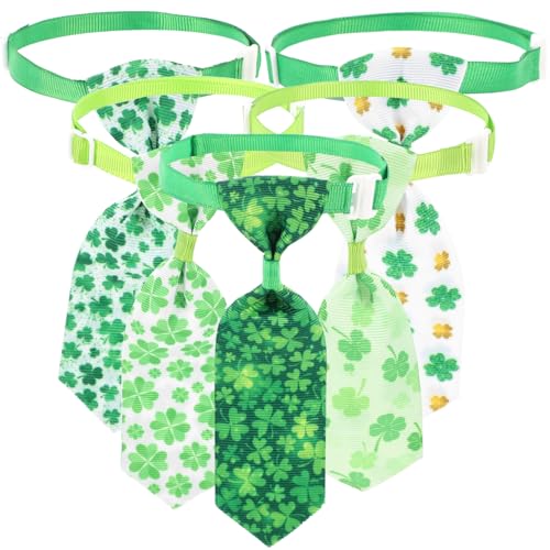 HOMOBABE 5 Stück Haustier Krawatte Katzenbindungen Haustierzubehör Hund Festival-Haustier-Krawatten Kragen Groß Binden Kleeblatt-welpenkrawatte Haustierbindungen Für Katze Green Polyester von HOMOBABE
