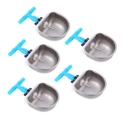 HOMOBABE 5 Stück Kaninchen-wasserbrunnen Coop-Tasse Stehende Wasserflasche Schüssel Isolierte Wasserflasche Mit Wasserdüse Für Haustierkisten Filter Automatisch Käfig Rostfreier Stahl Blue von HOMOBABE