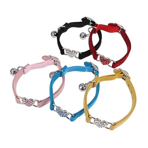 HOMOBABE 5 Stück Liebe Katzenkragen Plus Glocke klein Haustier Katzenhalsband Welpenhalsband Katze Strass Halsband Katzenherz-Strasshalsband Kätzchen Strasskragen Polyester HOMOBABE 5 Stück Liebe Katzenkragen Plus Glocke klein Haustier Katzenhalsband Welpenhalsband Katze Strass Halsband Katzenherz-Strasshalsband Kätzchen Strasskragen Polyester von HOMOBABE