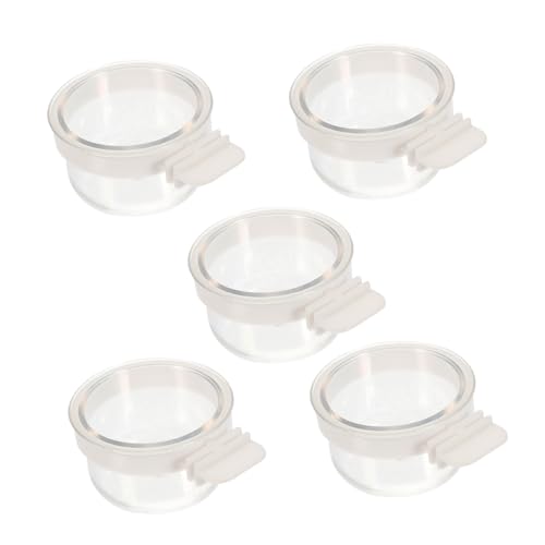 HOMOBABE 5 Stück Vogelfutterbox vogelkäfig zubehör vogelzubehör für käfig Vogelgericht Vogelgeschirr für Käfig Wasserbehälter für Papageienkäfig Papageienfutterbecher Acryl Transparent von HOMOBABE