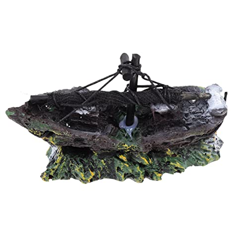 HOMOBABE Aquarium Landschaftsbau Boot Fischtankdekoration Aquarium Schiffswrack Fisch Tank Schiff Ornament Dekorationen Extra Große Aquariendekoration Mini-Aquarium-Ornamente Led Harz von HOMOBABE