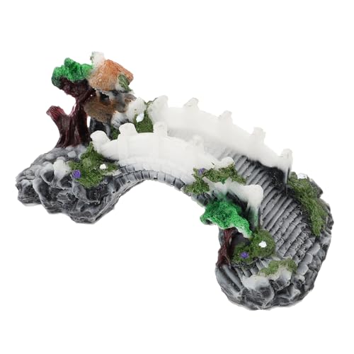 HOMOBABE Aquarium-landschaftsbau-brücke Käfige Künstliche Brückenverzierung Reptil Große Aquarium-Ornamente Schildkrötenplattform Aquarium Licht Schildkrötenhaus Verstecken Fischbrücke Harz von HOMOBABE