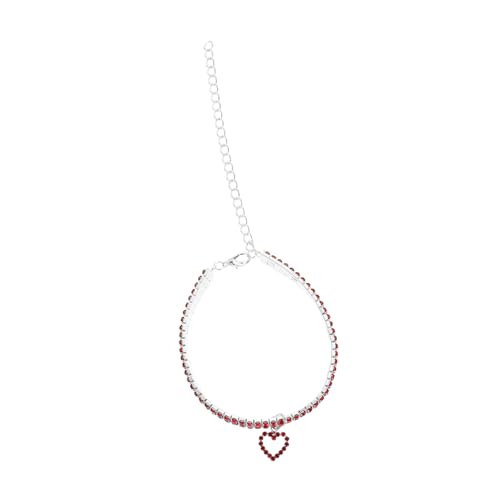 HOMOBABE DREI Reihen Elastisches Strass mit Herzanhänger für Rotes Hundehalsband für Welpen Halskette für Partys und Besondere Anlässe HOMOBABE DREI Reihen Elastisches Strass mit Herzanhänger für Rotes Hundehalsband für Welpen Halskette für Partys und Besondere Anlässe von HOMOBABE