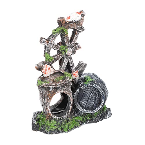 HOMOBABE Dekorationen für Aquarien Höhle Aquarium LED Fisch Ornamente Panzer Aquarienlandschaft für Aquarienunterstände aus Kunstharz Landschaftszubehör für Aquarien von HOMOBABE