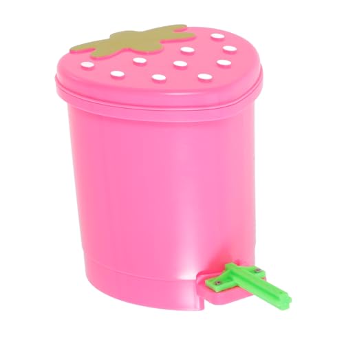 HOMOBABE Erdbeer-Abfallkorb Mini Abfallbehälter Parrot Kawaii Abfalleimer für Papageien Lustiger Abfallkorb Erdbeer-Mülleimer süßer Mülleimer süße Mülltonne Rosa von HOMOBABE