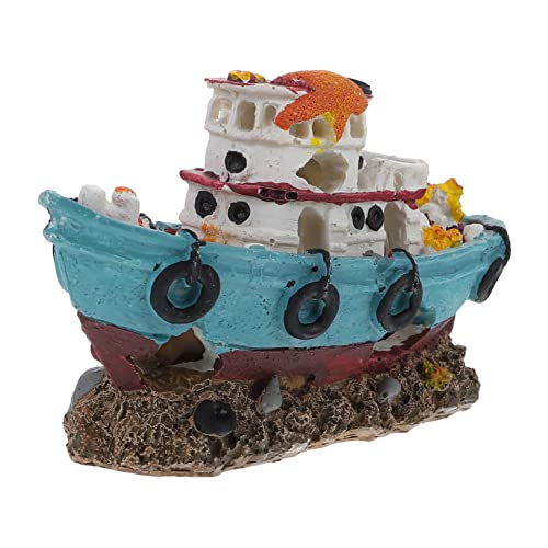 HOMOBABE Fischtankbehörde Aquariumdekorationen Aquarienschiff Wrack Boot Aquarium Landschaftsfelsen Piratenschiff- Exquisite Aquariendekoration Panzer Dekorationen Für Aquarien Harz von HOMOBABE