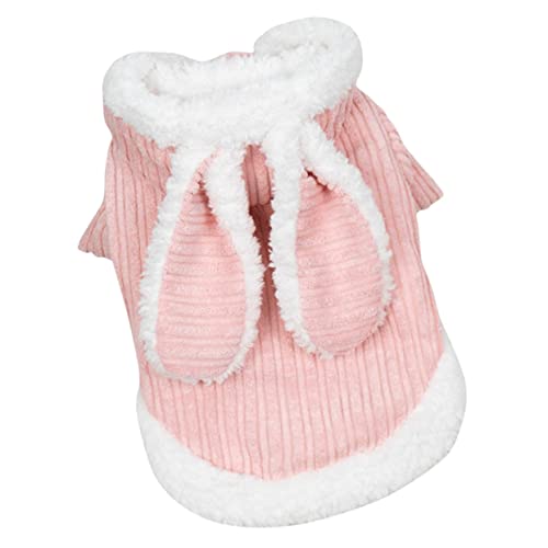 HOMOBABE Fleece-Hundekleidung hasenkostüme Bunny Costume Hundewinterpullover Dackel Kapuzenpullover für Hund Kühlung für Hunde Kleider Party-Cosplay-Hoodie warme Hundekleidung Cord Rosa von HOMOBABE