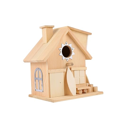HOMOBABE Hängendes Vogelhaus Aus Holz Natürliches Holz Vogelhäuschen Für Garten Und Terrasse Nistplatz Für Kleine Singvögel von HOMOBABE
