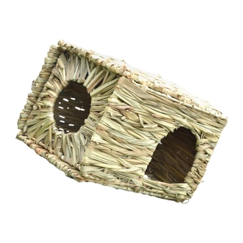 HOMOBABE Halbgeschlossenes Haustiernest Kaninchen Heu Hase Meerschweinchenhaus Klein Zuhause Drinnen Hamster Bettwäsche Haustier Schlafhaus Handgewebtes Nest Ruhendes Nest Schilfgras von HOMOBABE