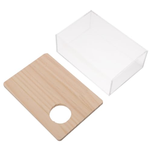HOMOBABE Hamster Sandbad Box Mittel Transparent mit Gelbem Deckel Mehrzweck Sandbad und Toilette für Hamster und Kleine Haustiere Kreatives Design für Kleintierpflege und Sandbäder von HOMOBABE