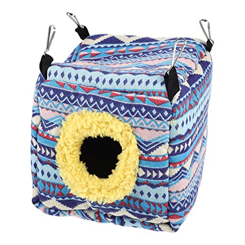 HOMOBABE Hamsternest Hängematte Würfel Hamster Baumwollnest Ratte Käfige hängend kuschelhöhle haustierbett pet Bed Tierhöhle Igel Winternest Meerschweinchen-Nest Baumwolle Blue von HOMOBABE