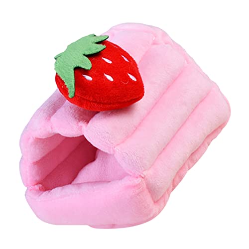 HOMOBABE Hamsternest kuschelhöhle haustierbett Haustierversteck Haustierhaus für Meerschweinchen pet Bed kleines tierbett Hamster Erdbeere Hamsterhaus Haustiernest Baumwolle Rosa von HOMOBABE
