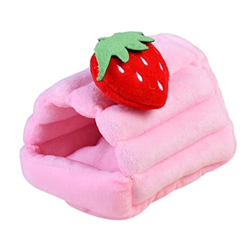 HOMOBABE Hamsternest kuschelhöhle nagerhaus Tierhöhle mit Erdbeermuster Warmes Haustiernest Entspannendes Haustiernest kleines Erdbeerbett Hamsterbedarf Haustier -Ruhebett Baumwolle von HOMOBABE
