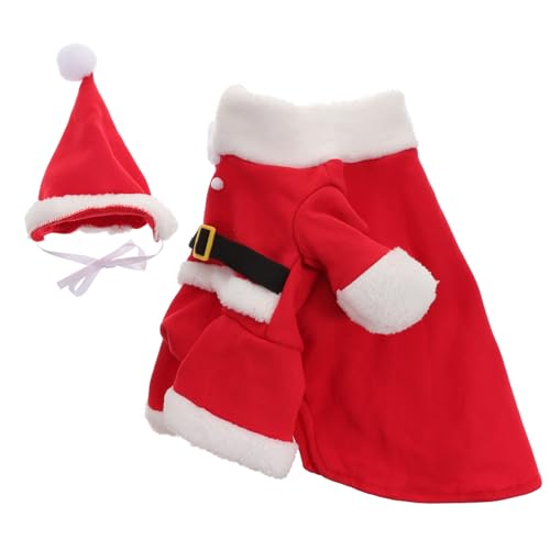 HOMOBABE Haustier-Weihnachtsmantel Party-Hundetuch Weihnachts-Hundemütze-Outfit Hund Warmer Mantel Weihnachts hundepullover Haustiermantel Party-Hundekostüm Weihnachtsoutfit für Hunde rot von HOMOBABE