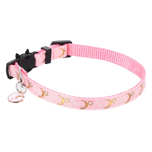 HOMOBABE Haustierhalsband Kätzchenkragen Welpenmond Verstellbare Kätzchenhalsbänder Halloween -katzenkragen Mond Sterne Katzenhalsband Kätzchenhalsband Mit Glöckchen Superfeine Faser Rosa von HOMOBABE