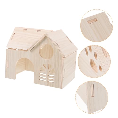 HOMOBABE Holz Hamsterhaus für Kleintiere Verschleißfestes Rattenhaus Zartes Hamsterversteck Gemütliches Nest aus Sicherem Holz für Hamster und Meerschweinchen im Käfig von HOMOBABE