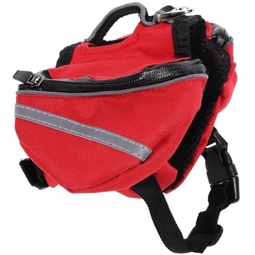 HOMOBABE Hund Satteltasche Wandern Hundetasche Rucksäcke Hundewanderrucksack Reisen Camping Rucksack Für Hunde Transportboxen Für Haustiere Rucksackträger Für Hunde Hinzufügen Klein Rot von HOMOBABE