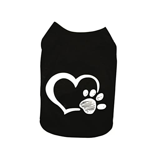HOMOBABE Hundekleidung Herz-fußabdruck-Muster Weste Für Frühling Und Sommer Schwarz Bequeme Und Stilvolle Hundekostüme Für Besondere Anlässe Und Outdoor-aktivitäten von HOMOBABE