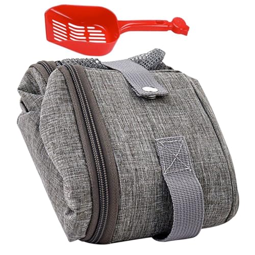 HOMOBABE Kasten Zusammenklappbare Katzentoilette Reisen Katzentoilette Mit Haube Tablett Wurf Klein Katzentoiletten Faltbar Katzenbedarf Heimtierbedarf Oxford-Stoff Light Grey von HOMOBABE