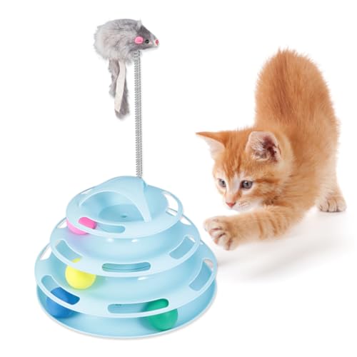 HOMOBABE Katzen- -Set bewegliches Katzenspielzeug Katzenminze Katzenspielzeugball interaktives katzenspielzeug Interactive cat Toy Ball jagen interaktive Spielkreisbahnen Plastik von HOMOBABE