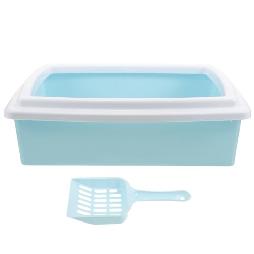 HOMOBABE Cat Litter Box Mit Hohem Rand Tragbare Katzenstreuschale Für Reisen Abnehmbarer Spritzschutz Und Schaufel Für Kätzchen Und Kleine Katzen von HOMOBABE
