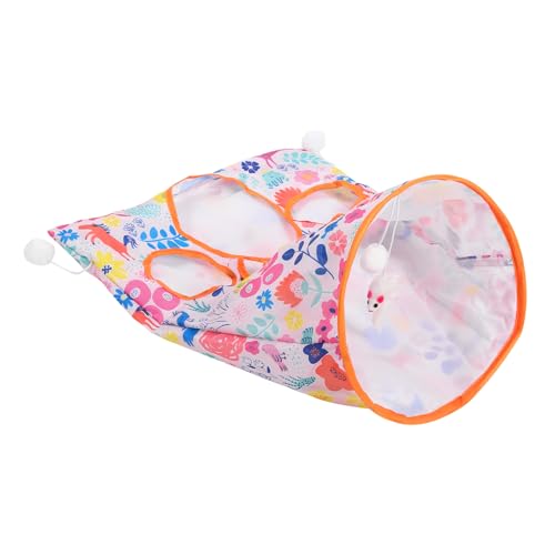 HOMOBABE Katzentunnel faltbar gefaltet Katzenlauf zusammenklappbares drinnen für katzenspielzeug Interactive cat Toy lustiges Haustier-Katzen-Rohr Spieltunnel Stoff Rosa von HOMOBABE