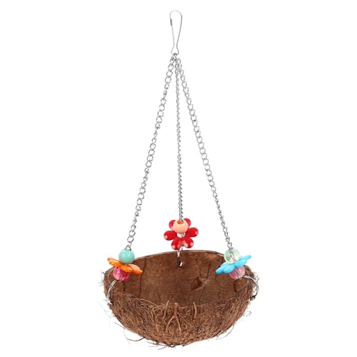 HOMOBABE Kokosnuss Vogelkäfig Hängendes Vogelbett mit Natürlichem Design Kreatives Vogelspielzeug für Nymphensittiche und Papageien Dekoratives Vogelhaus für Garten und Zufällige Farbe von HOMOBABE