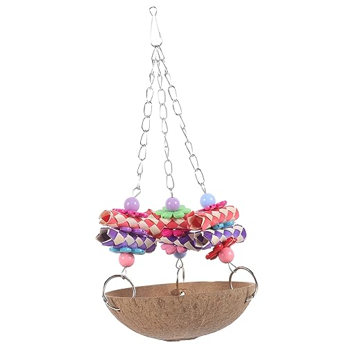 HOMOBABE Nest aus Kokosnussschalen Vogelkäfig Sitzstangen Hängendes Papageienspielzeug Hamsterkäfig Papageienglockenspielzeug Birdcage Bird cage gefertigtes Papageiennest Vogelhaus Anhänger von HOMOBABE