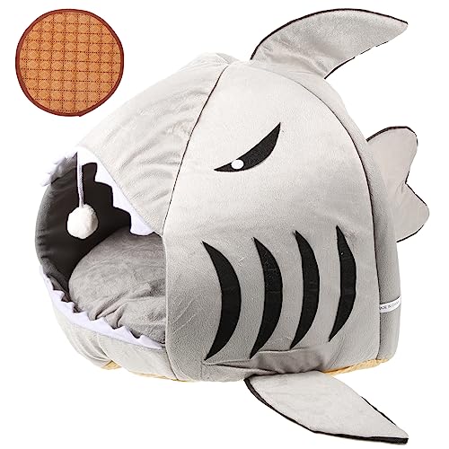 HOMOBABE Pet Shark Den Wasserdichtes Katzenhaus Katzennest Katzenhaibett Ratte Abs Zwinger Tür Haustiere Katzen-etagenbetten Für Wohnungskatzen Kleines Katzenbett Linter Light Grey HOMOBABE Pet Shark Den Wasserdichtes Katzenhaus Katzennest Katzenhaibett Ratte Abs Zwinger Tür Haustiere Katzen-etagenbetten Für Wohnungskatzen Kleines Katzenbett Linter Light Grey von HOMOBABE
