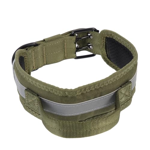 HOMOBABE Verstellbares Reflektierendes Hundehalsband Für Große Rassen Gepolstertes Dekoratives Halsband Militärgrün Für Nächtliche Robustes Sicheres Design Für Schwere Hunde von HOMOBABE