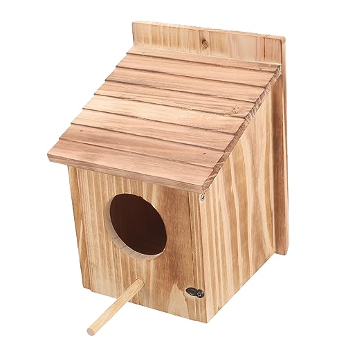 HOMOBABE vogelhaus kleine Vogelversorgung Futterspender Deck Kolibri coop Käfig Bahnhof Vogelhäuschen aus Holz Garten Nisthaus Sittich Nest Gartendekoration Tierkunstschmuck hölzern von HOMOBABE
