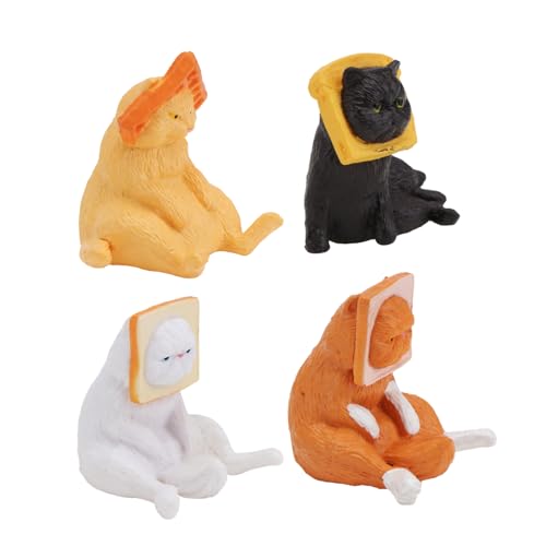 HOMOCONO 4er-Set Katzen-Dekoration Aus Kunststoff Lustige Katzenschmuck Für Schreibtisch Kleine Spielzeugkatze Für Heimtextilien von HOMOCONO