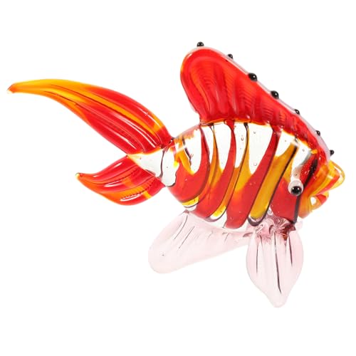 HOMOCONO Glas Fisch Figur Dekoration Buntglas Seefisch Design Ornament Heimdekoration Tischaufsteller Schrankdeko von HOMOCONO