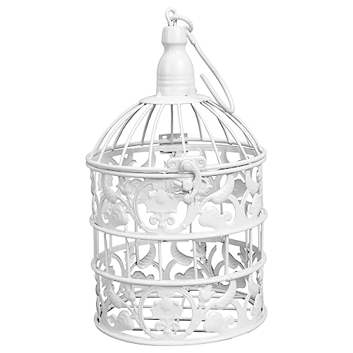 HOMSFOU 1 Satz Dekorativer Vogelkäfig Aus Schmiedeeisen Kreisvase Dekorativer Käfig Dankeskarten Vase Für Blumenarrangements Haushaltsdekoration Blumenvase Wohnkultur Weiß Hochzeit Klipp von HOMSFOU