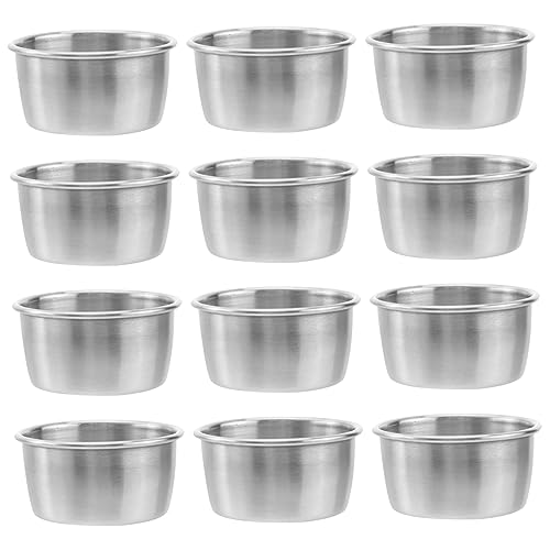 HOMSFOU 12 Stück Mini-Gewürze Einzelne Chips Mini-Teller Metall-Gewürzschalen Dip-Becher Saucenbecher Saucen-Dip-Gerichte Gewürze Serviergeschirr Metallbecher Edelstahl Sushi von HOMSFOU