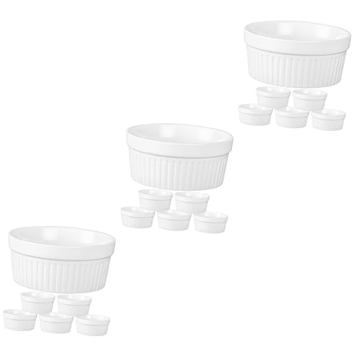 HOMSFOU 18 STK Puddingbecher Aus Keramik Crème Brûlée Förmchen 2 Oz Dessertbecher Aus Keramik Backformen Schalen Auflaufförmchen 8 Oz Ofenfest Ofenfeste Tassen Haushalt Weiß Dessertschale von HOMSFOU