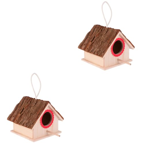 HOMSFOU 2St Vogelnest Vogelbrutbox aus Holz Vogelhaus Vogel für Sittiche Birdie Vogelhäuschen aus Holz Vogelnest aus Holz Massivholz das Vogelnest Zuchtbox der Vogel hölzern von HOMSFOU