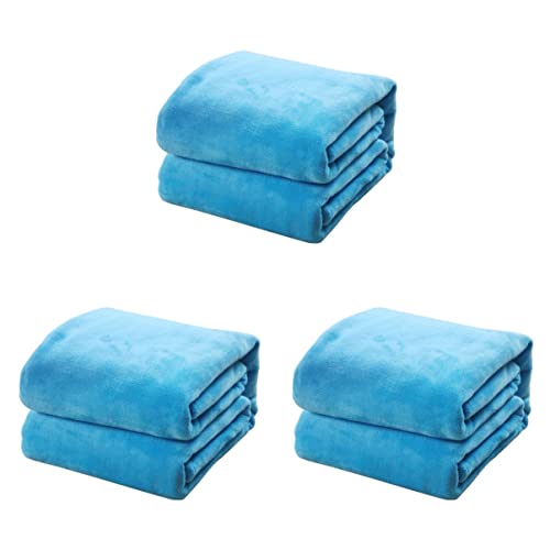 HOMSFOU 3 Stück Beweis. Mikrofaser-Decke Himmelblau Hunde Plüsch Fleece X cm Warm Fell Leicht Waschbar Welpenschutz Doppelt Mittel Duschtuch Farbe Reisematte Bett Groß Bequem von HOMSFOU